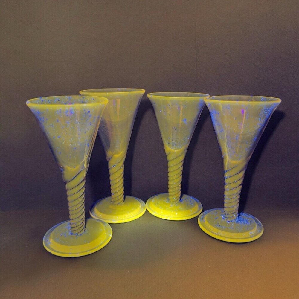 SIMON GATE Smokey Amber Goblet Glasses Spiral Stems Sandvik Orrefors 1920s Set 4 - Picture 4 of 16